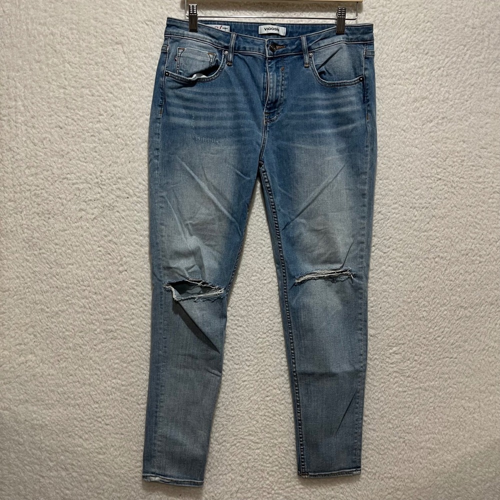 Vigoss Womens Jagger Skinny‎ Jeans Blue Distressed Ripped Size 32